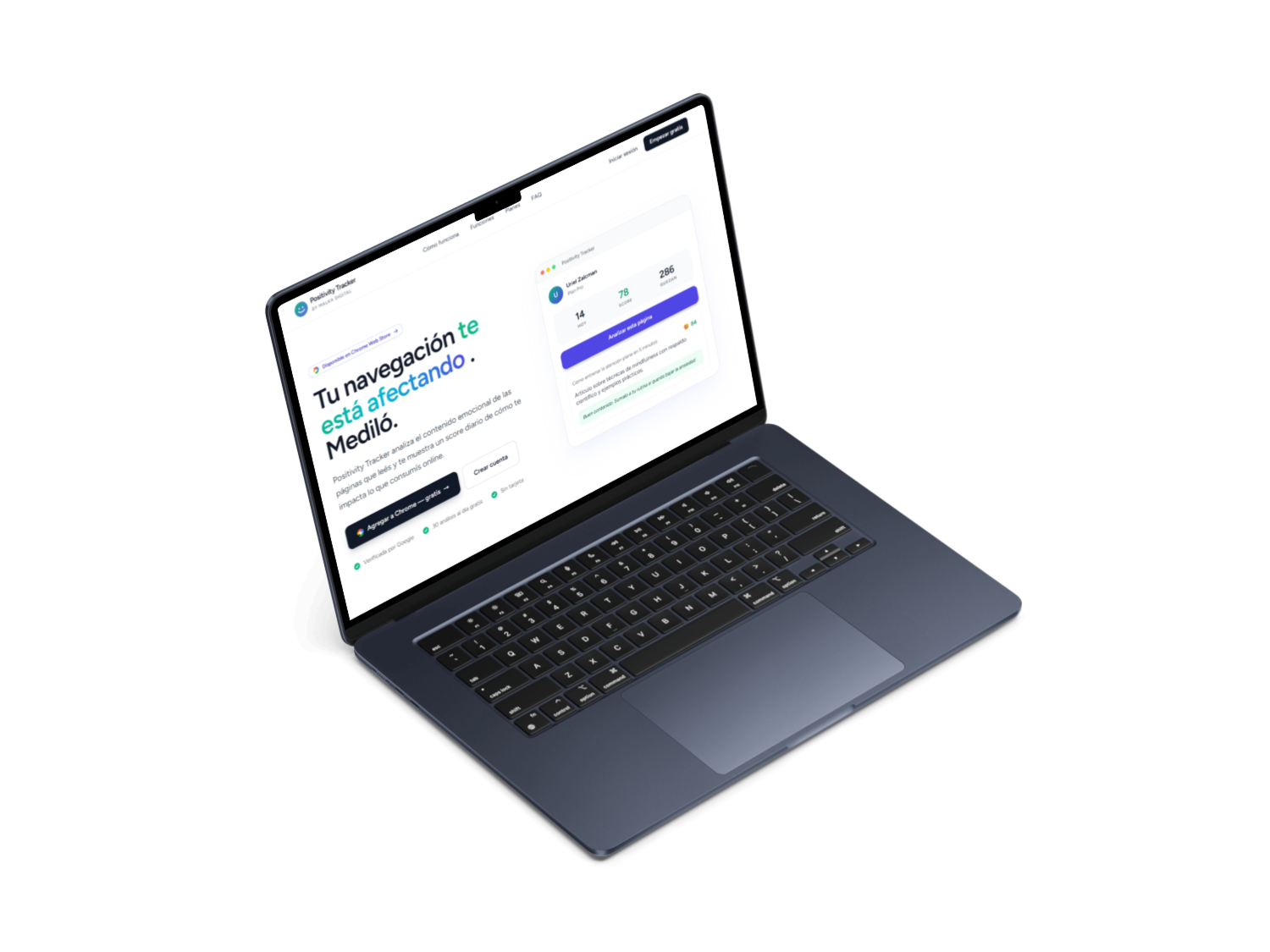 Positivity Tracker mockup